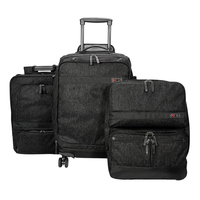 ONLI TRAVEL Revolution All-in-One Bundle Bundle: Complete 3-Part Modular Rolling Pack and Packing Cubes (Black) - Image 1