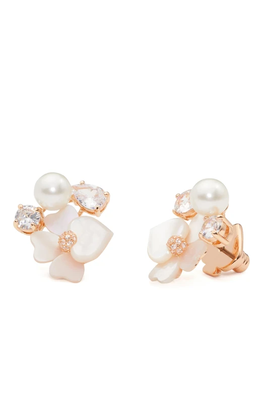 Kate Spade New York PRECIOUS PANSY Statement Cluster Stud Earrings, White Multi/Gold