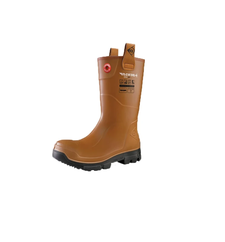DUNLOP Purofort RigPRO - Unisex Full Safety Mid-Calf Short Waterproof Work Boots, Brown, Antistatic and Slip-Resistant Wellies with Steel Toecap for Outdoor and Industrial Use - EU48, UK13