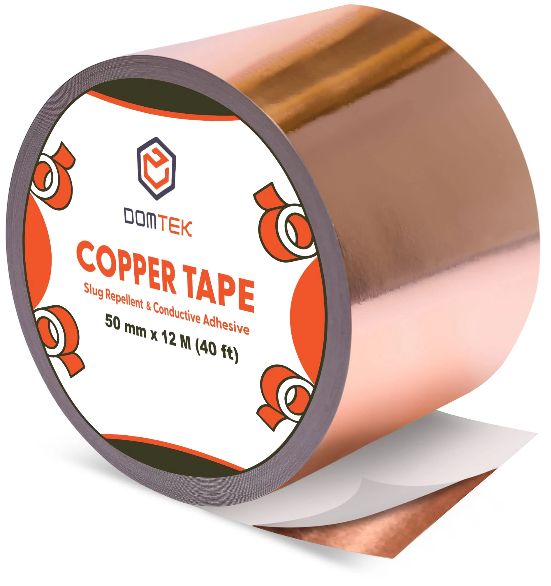 Copper Tape Slug Repellent (50mm wide, 12.2M Roll) - Double-Sided Conductive Adhesive Tape for Shielding & Guitar Repairs, Grounding, Paper Circuits, Stained Glass, DIY Crafts