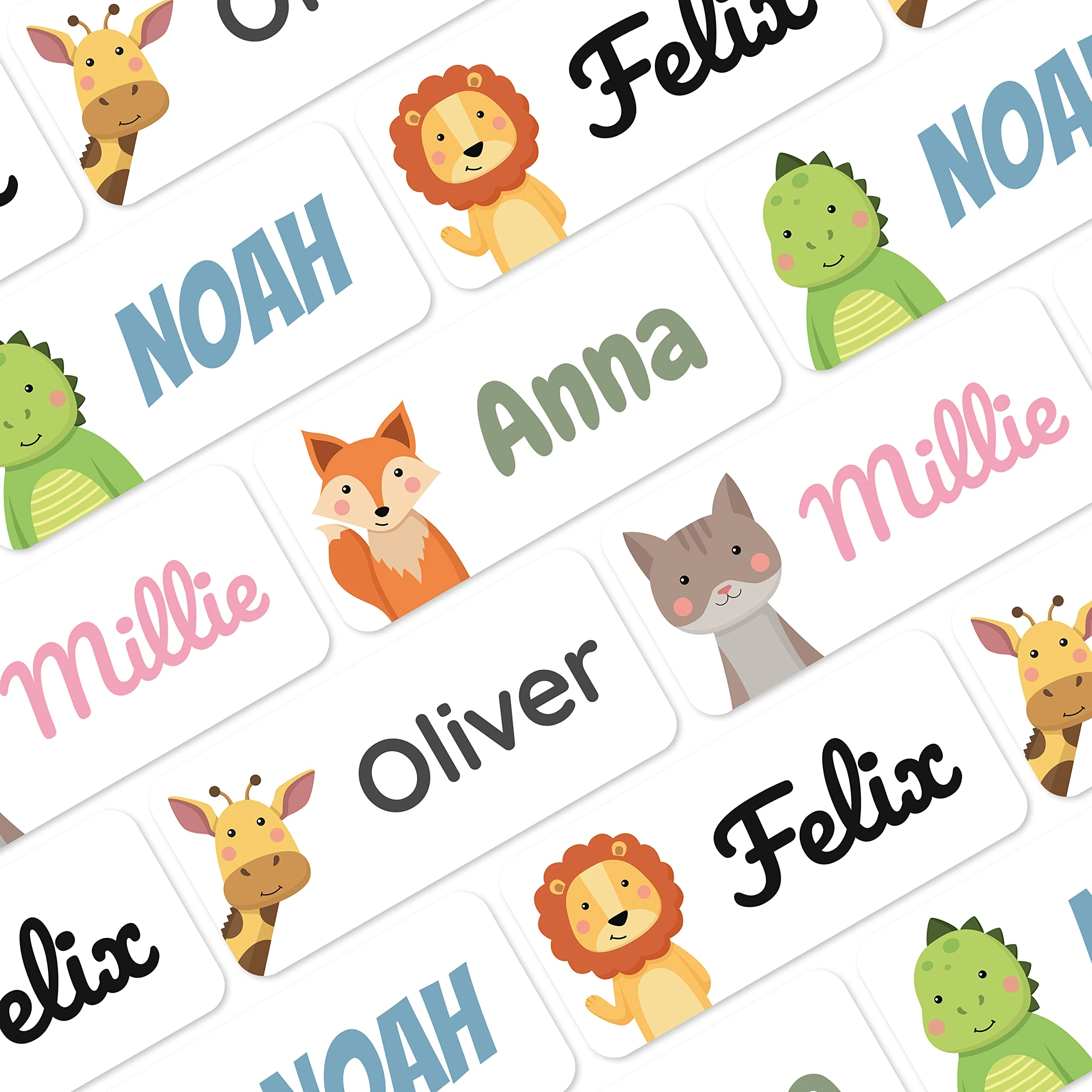 60 Stick on Name Labels for Clothes Kids - Personalised Name Tags for Clothes, School and Nursery - Waterproof and No-Iron Name Stickers for Kids