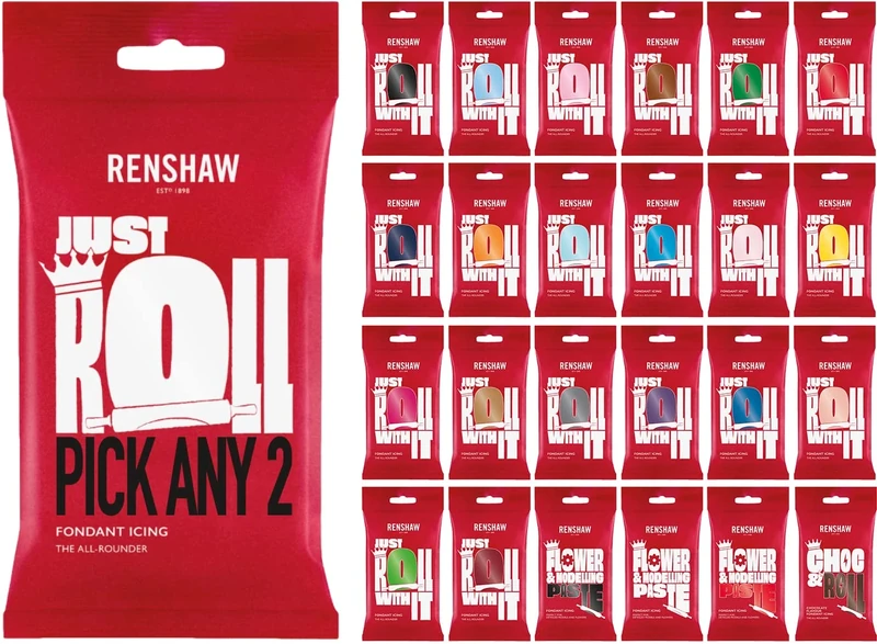Renshaw Ready to Roll Fondant Icing & Flower and Modelling Paste 250g - Pick Any 2 Colours