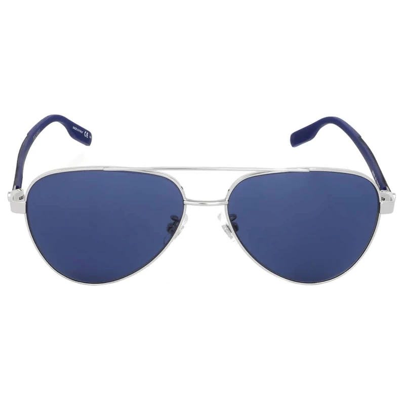 Montblanc Men's MB0182S Sunglasses, Silver-Blue-Blue, 59, Silver-blue-blue, 59