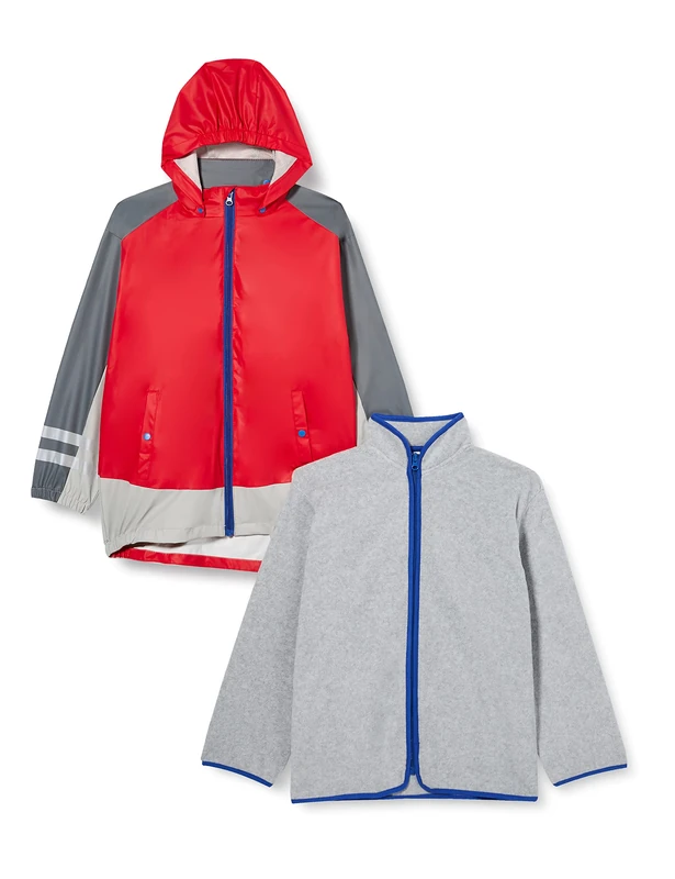 Playshoes Unisex Kid's Regenjacke, Funktions-Jacke 3 in 1 Rain Jacket, Rot, 128
