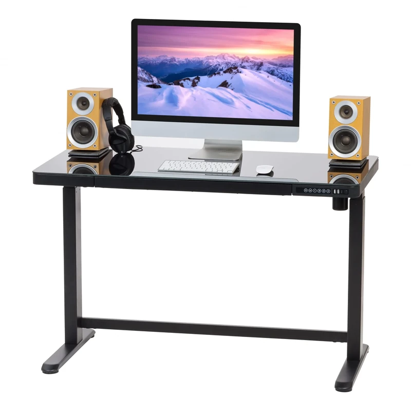 Iris Ohyama, Standing Desk/Adjustable standing desk/Electric Height Adjustable Standing Desk Sit Stand Desk, USB Ports,Scratch-resistant steel, Office,Home - Electric Adjustable Desk HADGTB - Black