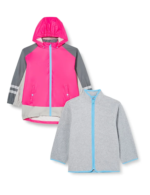 Playshoes Unisex Kid's Regenjacke, Funktions-Jacke 3 in 1 Rain Jacket, neonpink, 128