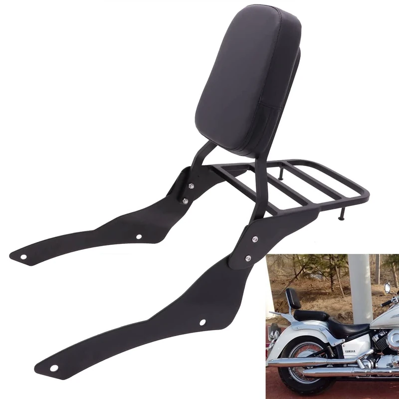 Motaux Passenger Sissy Bar with Luggage Rack Backrest for Yamaha V Star 650 400 Classic XVS650 XVS400 DragStar 1998-2018, Black