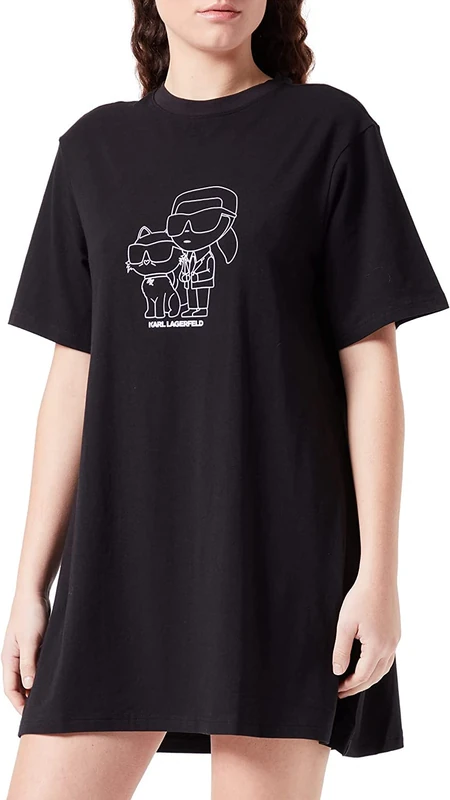 Karl Lagerfeld Women Ikonik 2.0 T-Shirt Pyjama Dress Black XS - Image 1