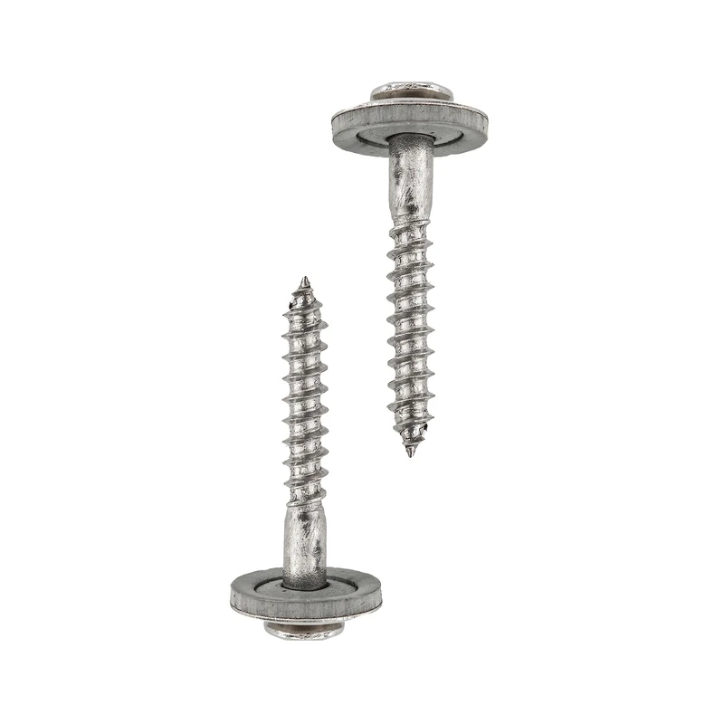 HELPMATE Spengler Screws 4.5 x 35 mm, Pack of 250, DIN 7995, A2 Stainless Steel, PZ2, Roofing Screws, Panhead with Plate Disc and EPDM Sealing Washer, Silver