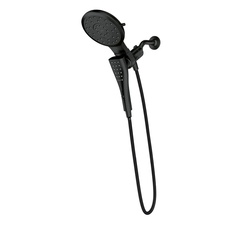 Moen 220C3EPBL Verso Eight-Function 7" Diameter Spray Head Standard with Handshower with Eco Performance, Matte Black, Round-72 Hose