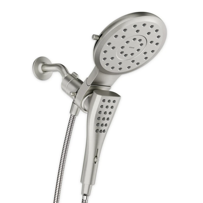 Moen 220C3BN Verso Eight-Function 7" Diameter Spray Head Standard with Handshower, Brushed Nickel, 72" Hose