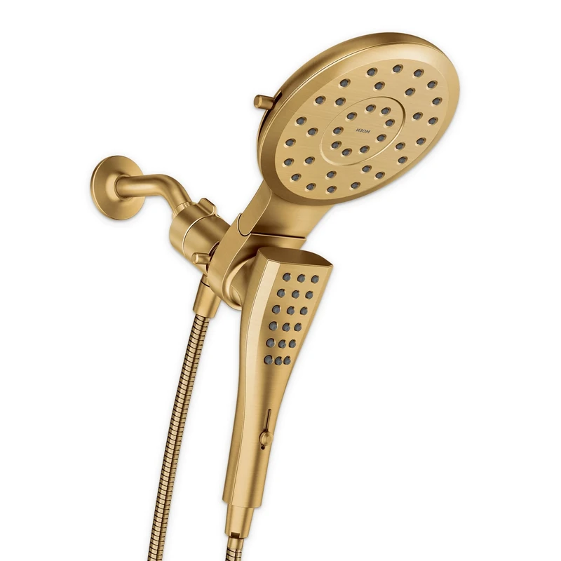 Moen 220C3EPBG Verso Eight-Function 7" Diameter Spray Head Standard with Handshower with Eco Performance, Brushed Gold