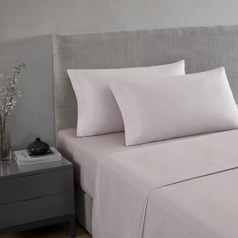 Vera Wang - King Sheet Set, Sateen Cotton Bedding, 800 Thread Count, Soft & Smooth (Eyelet Pink, King)