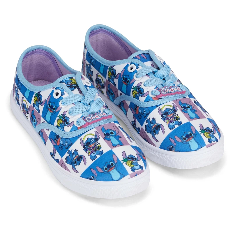 Disney Ladies Lilo and Stitch Shoes - Ladies Classic Lilo and Stitch Lace Up Canvas Sneakers Lilo and Stitch Canvas Lace up Sneakers, Blue, 8 UK