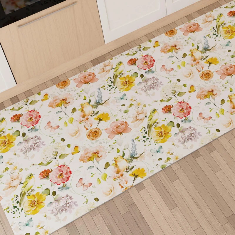 PETTI Artigiani Italiani - Kitchen Rug Runner Kitchen Non-Slip and Washable 52x440 cm Floral Design 06 100% Made in Italy