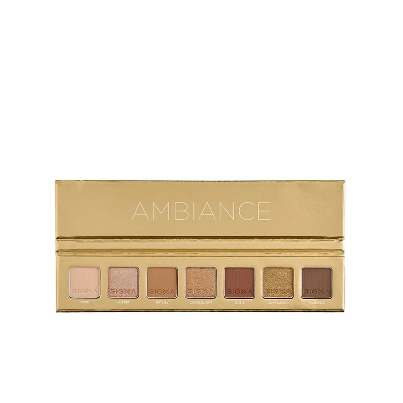 Sigma Beauty Mini Eyeshadow Palette - Ambiance - 7 Radiant Eyeshadow Shades in Matte, Shimmer and metallic Finishes - Highly Pigmented Vegan Eye Makeup Palette for On-the-Go - Clean Beauty Products