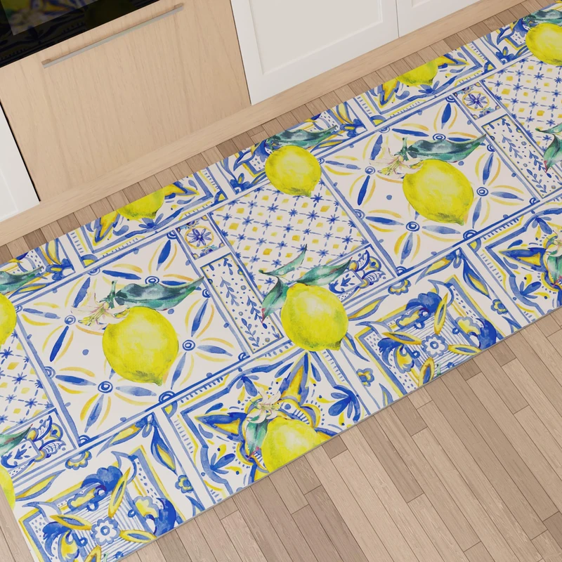 PETTI Artigiani Italiani - Kitchen Rug Kitchen Runner Non-Slip and Washable 52 x 480 cm Design Vietri 01 100% Made in Italy