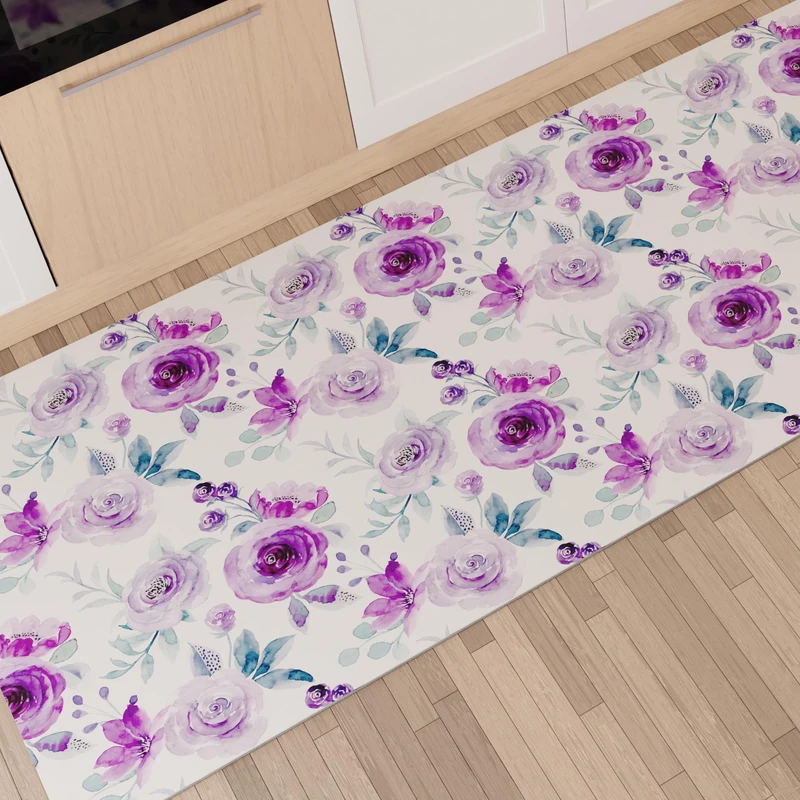 PETTI Artigiani Italiani - Kitchen Rug Runner Kitchen Non-Slip and Washable 52x480 cm Floral Design 02 100% Made in Italy