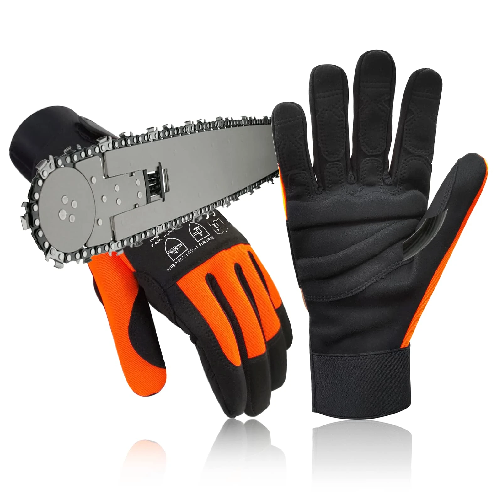 Intra-FIT Chainsaw Gloves Saw Protectionon on Left Hand Back, Cut-resistance Gloves EN ISO 11393-4, CLASS 1, EN 388: 4122X