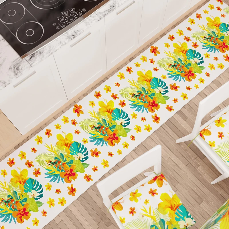 PETTI Artigiani Italiani - Kitchen Rug Kitchen Runner Non-Slip and Washable 52 x 440 cm Tropical Design 03 100% Made in Italy