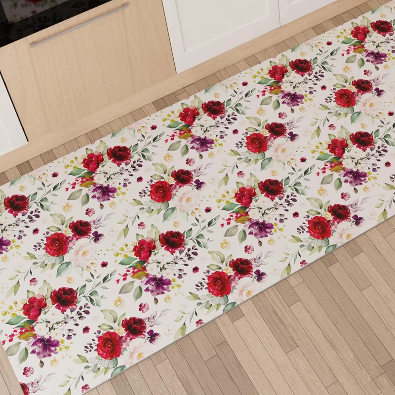 PETTI Artigiani Italiani - Kitchen Rug Runner Kitchen Non-Slip and Washable 52 x 480 cm Floral Design 07 100% Made in Italy