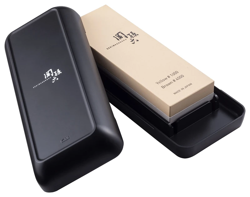KAI Seki Magoroku Combination Sharpening Stone, grit: 1000/4000 - Japanese Knife Sharpener for fine Sharpening and polishing - 1000 4000 Whetstone for Knives, usable Surface 18.5 x 6.5