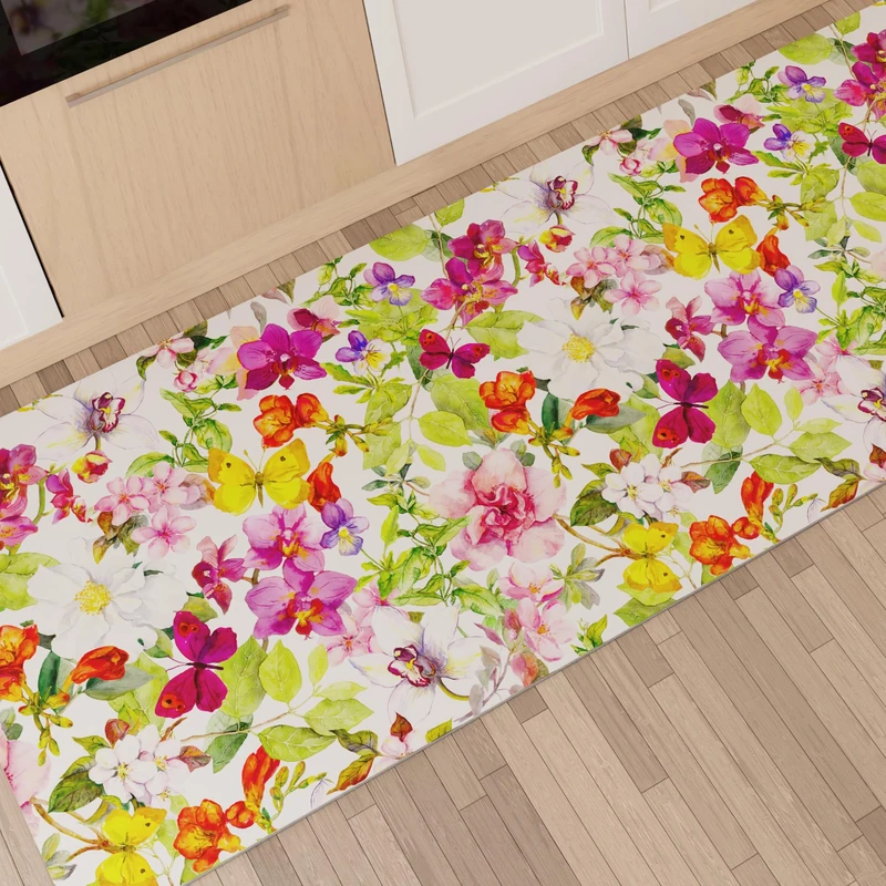 PETTI Artigiani Italiani - Kitchen Rug Runner Kitchen Non-Slip and Washable 52x440 cm Butterfly Design 100% Made in Italy