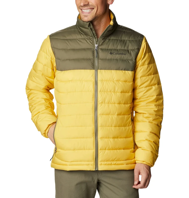 Columbia Men's Powder Lite Jacket, Puffer Jacket, Golden Nugget/Stone Green, Size L