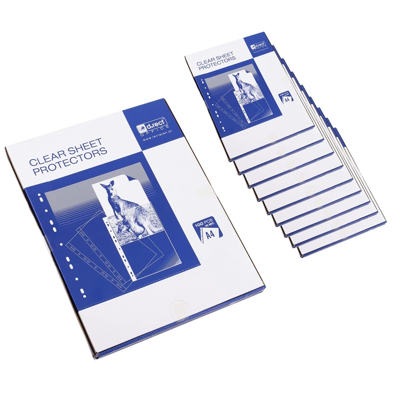 D.RECT - 10 x Cardboard Packaging x 100 Pieces, Document Sleeves, 40 µm/mic/Micron, Thickness: 0.04 mm, A4 Cardboard Packaging, Transparent, Crystal Clear, Pack of 1000