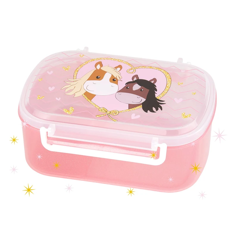 Sigikid 25270 Pony Love Lunch Box, BPA-Free, Safe, Lightweight, with Swing Closure, Lunch Box with Insert - for Snack, Breakfast, Nursery, for Children from 2 Years, Pink/Pony Love 17 x 11 x 7 cm