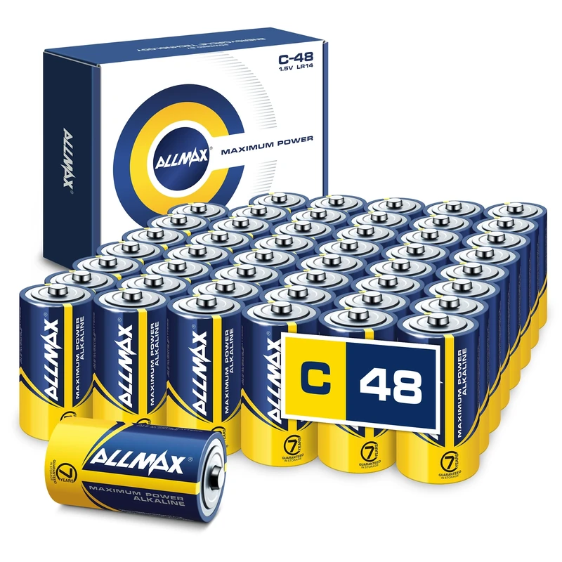 Allmax C (LR14) Maximum Power Alkaline Batteries (48 Count) – Ultra Long-Lasting, Leakproof Design, 7-Year Shelf Life, Maximum Performance (1.5V)