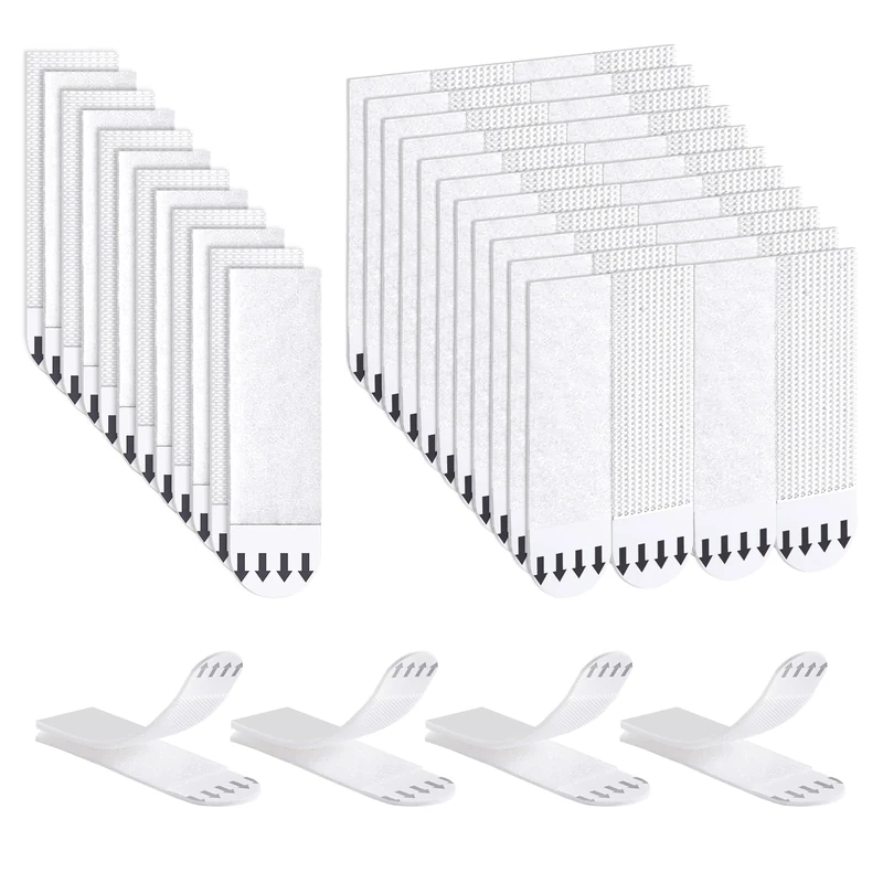 Ainiv 32-Pairs(64 Strips) Adhesive Picture Hanging Strips, Medium 69x19mm Double Side Hook Loop Mounting Tapes for Photo Frame, Damage Free Removable Wall Adhesive Strips for Poster Picture Hanger