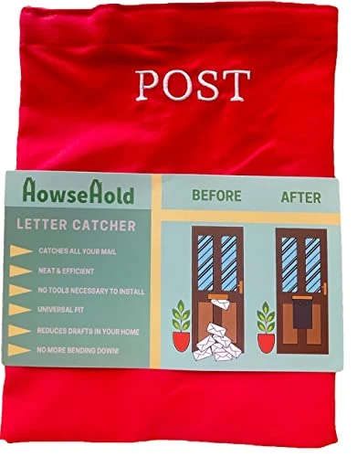 Post Catcher for Letterboxes [Red] No Tools or Screws Needed – Dog Proof Letter Box Mail Catcher Bag (Red)