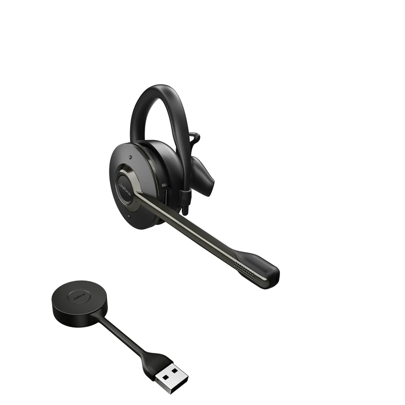 Jabra Engage 55 Convertible Wireless Headset with Ear Hook, Headband and Neckband, Link 400 USB-A DECT Adapter, Noise-Cancelling Microphone, Extensive Range, Hearing Protection - UC compatible - Black