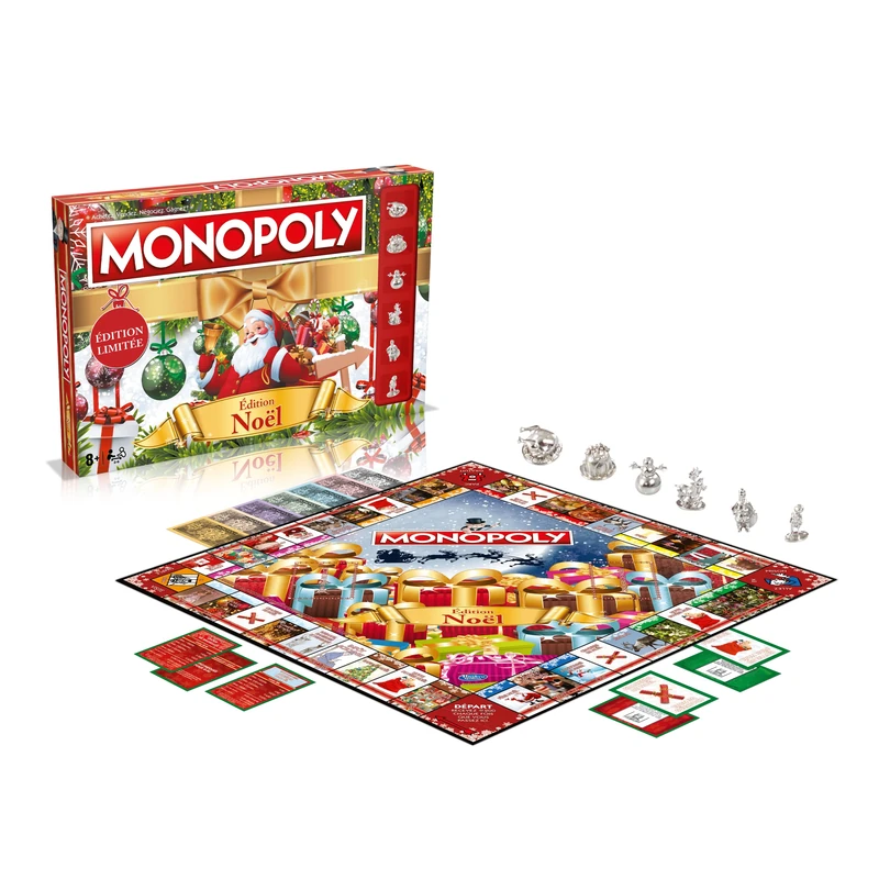 Winning Moves Monopoly Christmas in French Board Game 8+ - Board Game for 2 to 6 Players - Family Board Games in French