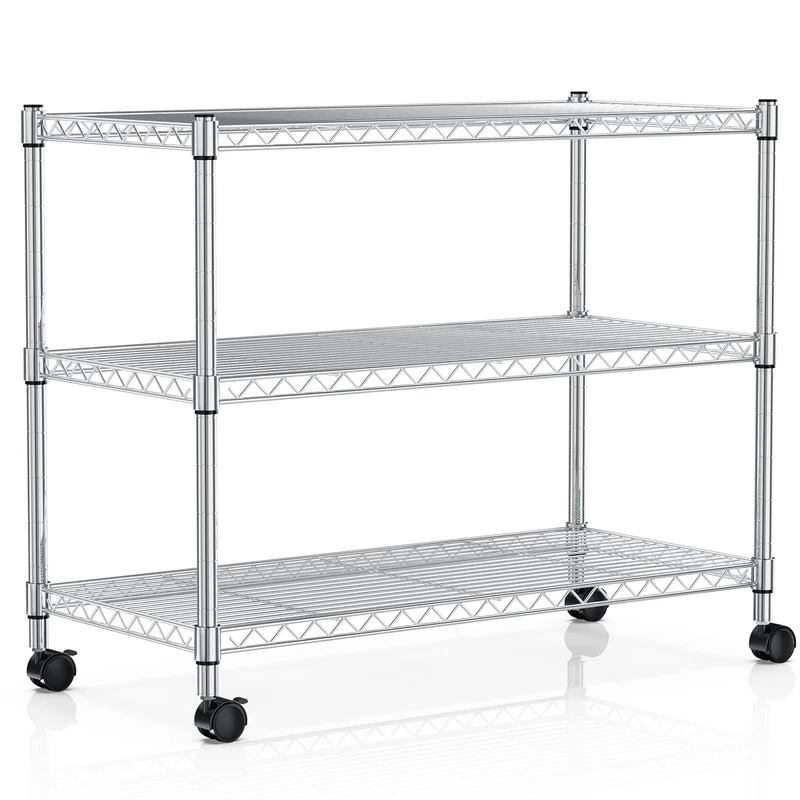 YSSOA 3-Tier Heavy Duty Storage Shelving Unit,Chrome,23Lx13Wx20H inch, 1 Pack
