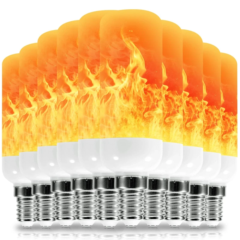 Qelus Flame Light Bulb,LED Flame Effect Light Bulbs,5W E14 Flickering Light Bulb with 3 Modes Retro Indoor Outdoor Decorationrative Lights for Home Party Decoration (10 Pcs)