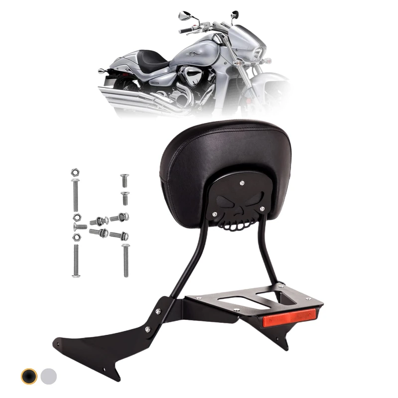 Kinglemc Powersports Sissy Bar with Backrest Luggage Rack for Suzuki Boulevard M109 R with Docking Hardware (Black) - Image 1