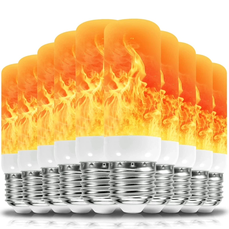 Qelus Flame Light Bulb,LED Flame Effect Light Bulbs,5W E27 Flickering Light Bulb with 3 Modes Retro Indoor Outdoor Decorationrative Lights for Home Party Decoration (10 Pcs) - Image 1