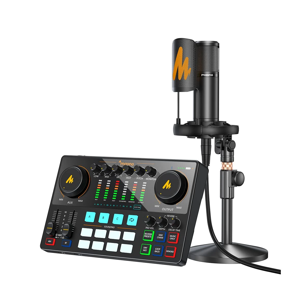 MAONO AME2A USB-C Audio Interface - built-in effects, XLR and Inst input, Microphone included (AU-AME2A)