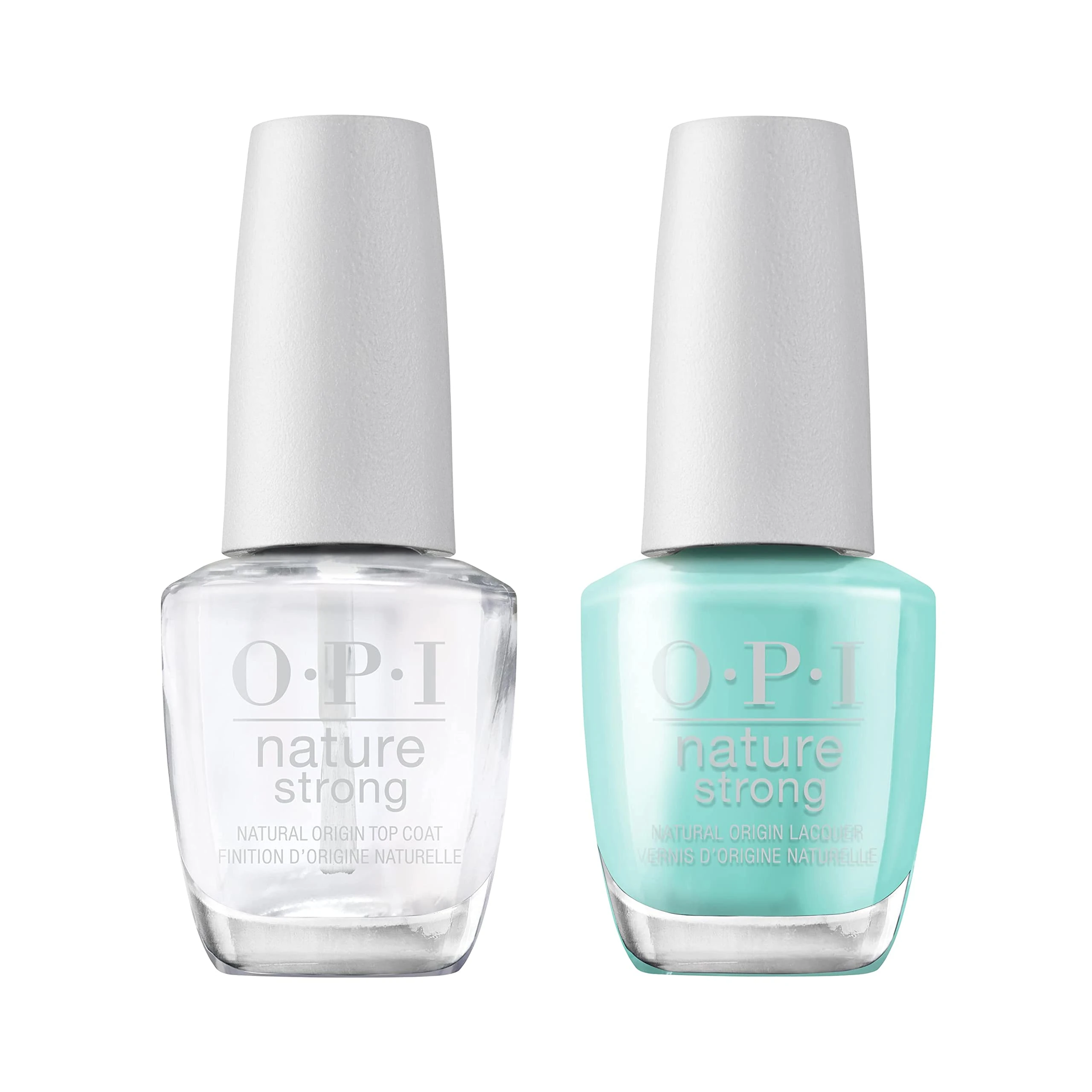 OPI Nature Strong Natural Vegan Nail Polish, Cactus What You Preach & Vegan Top Coat Duo Bundle, 2 x 15ml