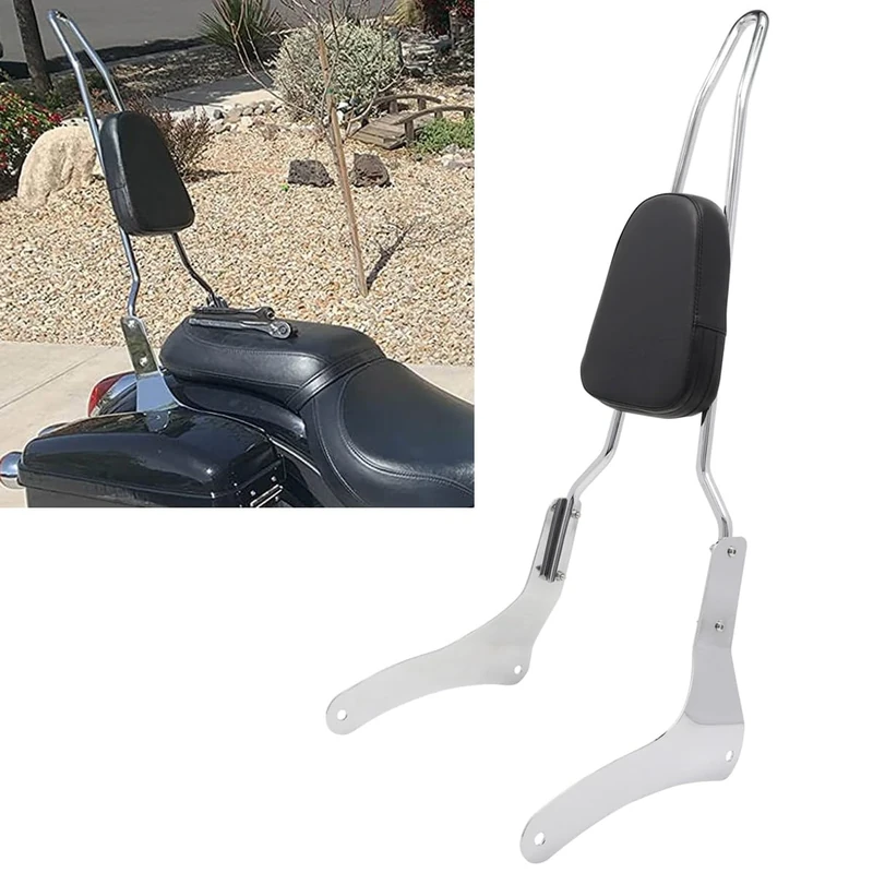[Ship From USA] Motaux Passenger Sissy Bar Rear Backrest Pad for Kawasaki Vulcan 900 Classic Custom VN900 1996-2023, Chrome