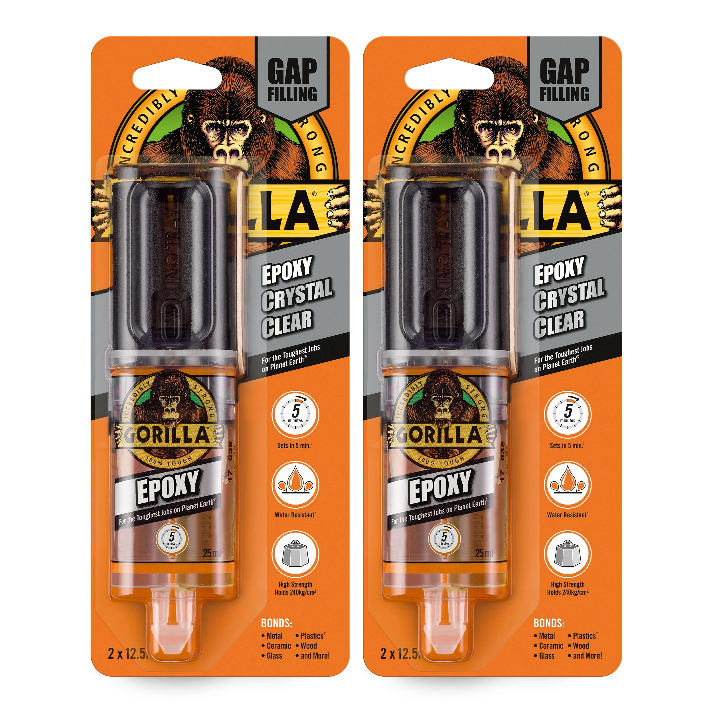Gorilla 6044004 Epoxy (2 Pack), Clear, 25ml