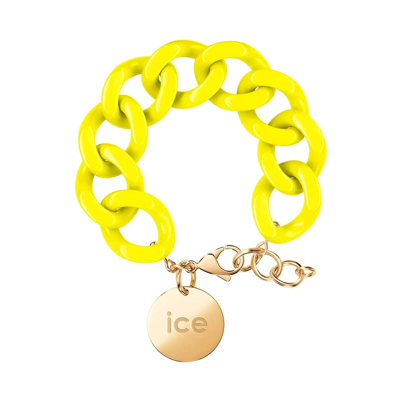 ICE - Jewellery - Chain bracelet - Flashy Yellow - Gold - Chunky Chain Bracelet for Women in Yellow Colour with a Gold Medal (020924)