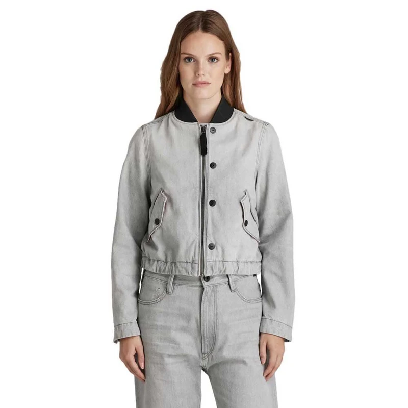 G-Star Women's Drawstring Bomber Jacket, Grey (sun faded grey limestone D20599-D109-D127), M