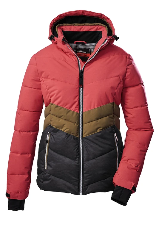 Killtec Women's Ksw 1 Wmn Ski Qltd Jckt Winter Jacket in Down Look with Zip-Off Hood and Snow Guard, Anthracite Melange, 42