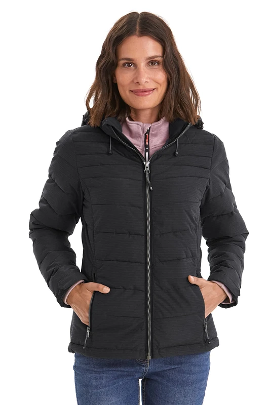 Killtec Skane WMN 35615-000 Women's Down Jacket with Zip-Off Hood Quilted JCKT A Black 38