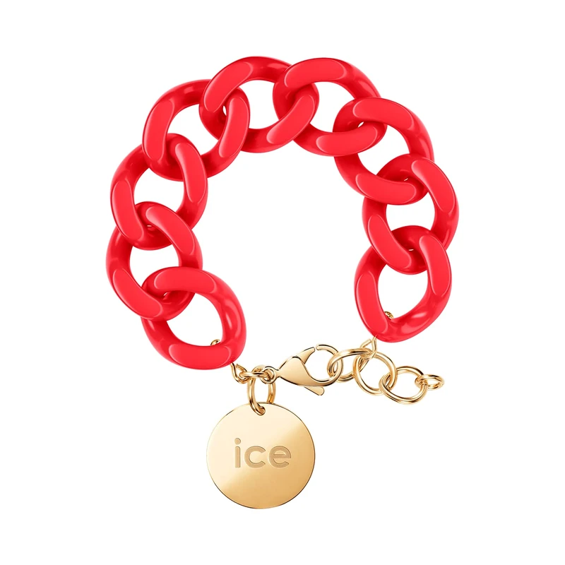 ICE - Jewellery - Chain bracelet - Red passion - Gold - Chunky Chain Bracelet for Women in Red Colour with a Gold Medal (020929)