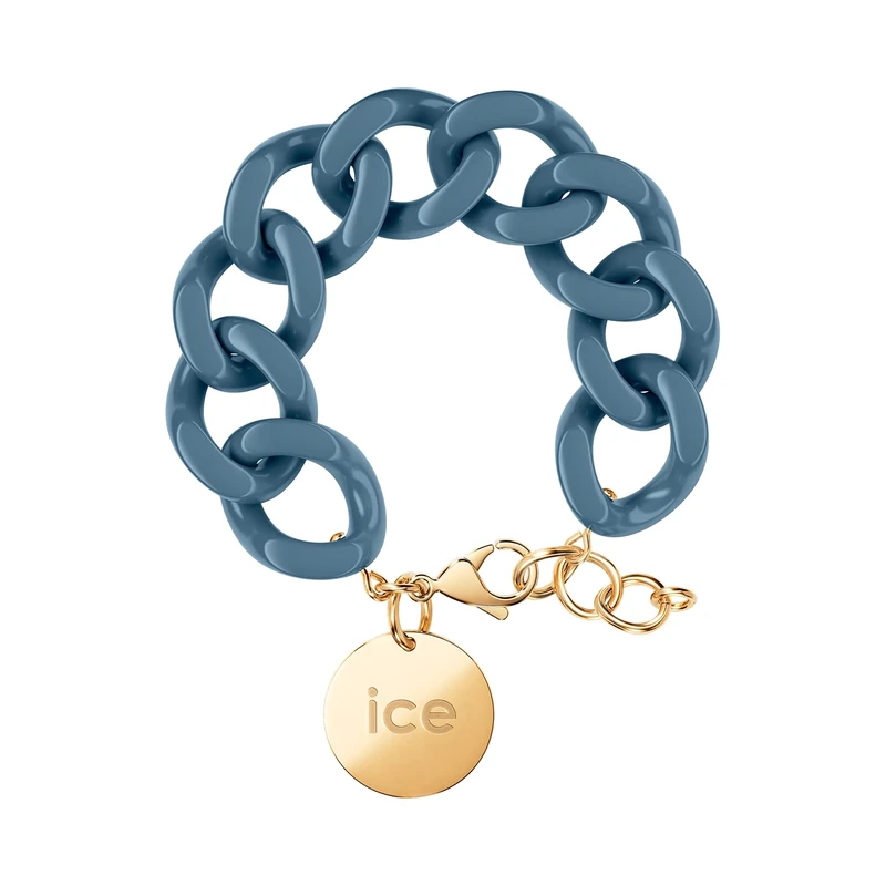 ICE - Jewellery - Chain bracelet - Blue horizon - Gold - Chunky Chain Bracelet for Women in Blue Colour with a Gold Medal (020919)
