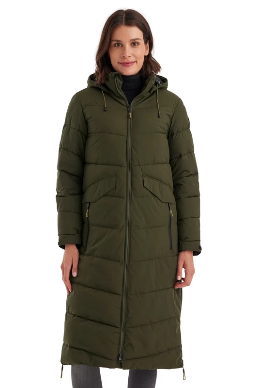killtec Women's Kow 62 Wmn Qltd Ct Winter Coat in Down Look with Hood, Green , 40